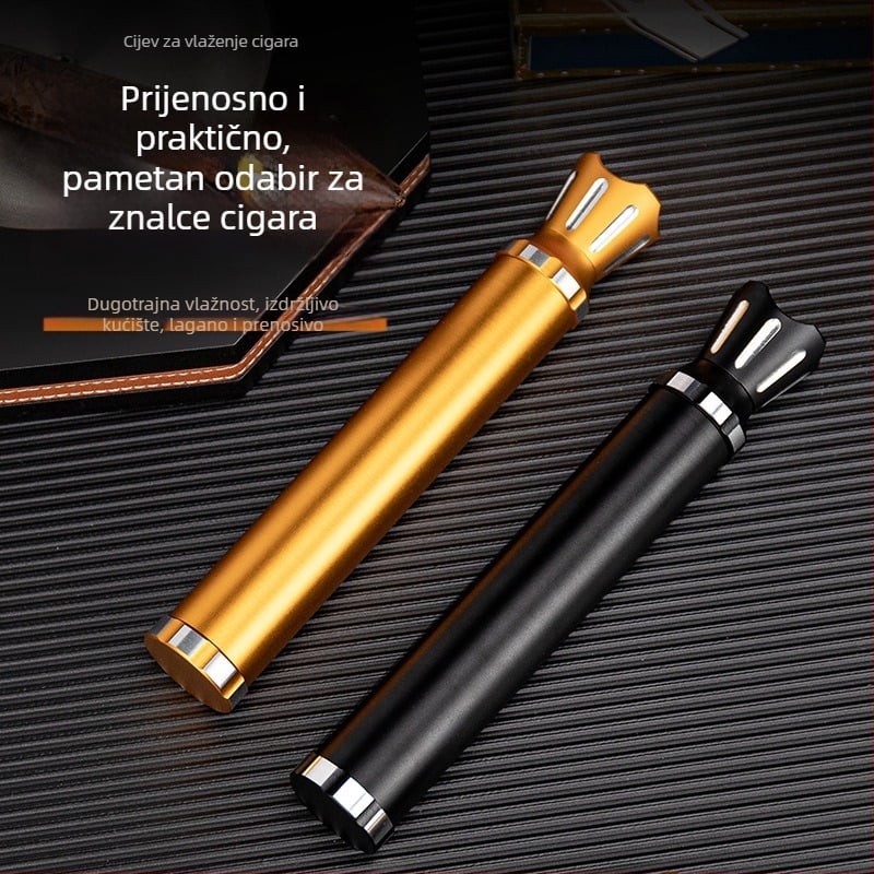 Aluminijska legura cijev za ovlaživanje cigara — prijenosna, zatvorena, višefunkcionalna, s otvaračem za cigare i držačem cigare