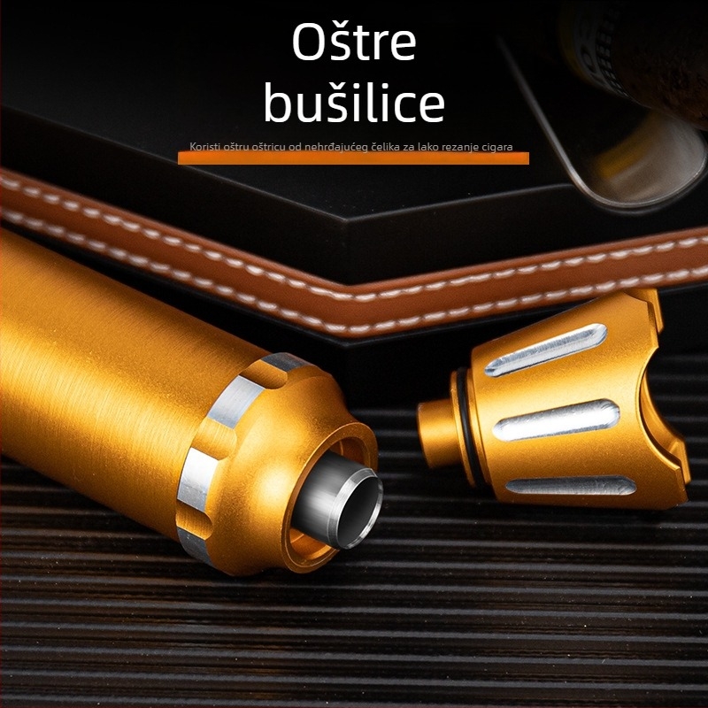 Aluminijska legura cijev za ovlaživanje cigara — prijenosna, zatvorena, višefunkcionalna, s otvaračem za cigare i držačem cigare