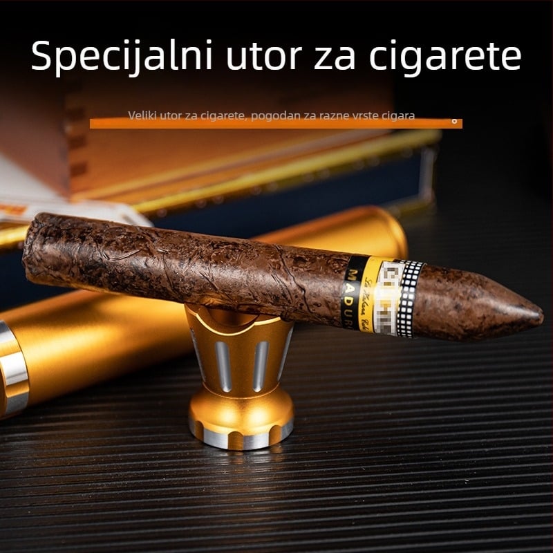 Aluminijska legura cijev za ovlaživanje cigara — prijenosna, zatvorena, višefunkcionalna, s otvaračem za cigare i držačem cigare