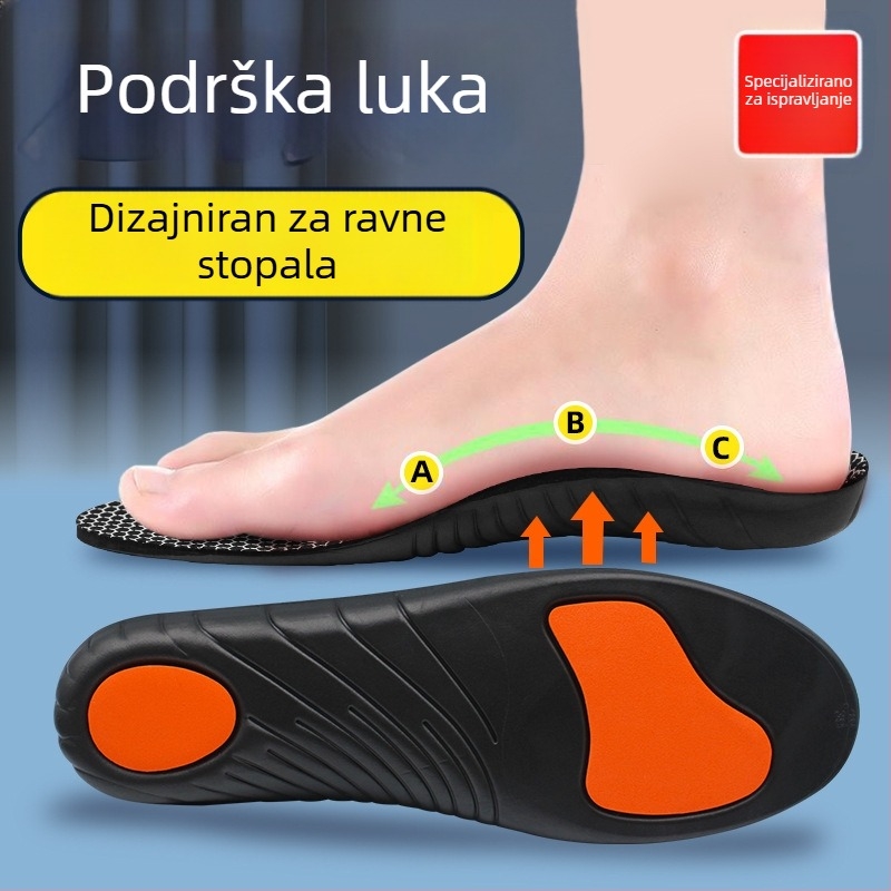 Ortopedske uloške za cipele s podrškom luka, EVA, cijela duljina, unisex, ublažavanje šokova, prozračne za plosko stopalo