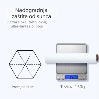 Kišobran u obliku olovke, ultra lagan, kompaktan i prenosan, UPF>50, poliester 190T, aluminijska šipka, ručno otvaranje i zatvaranje