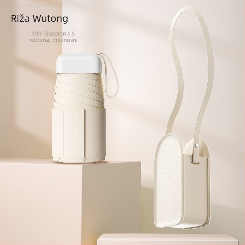 Fino kišobran za sunce – kapsula, šest rebara, ručno otvaranje, UPF50+, 190T tkanina, težina 243 g