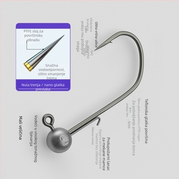 Udica s olovnom glavom, s bodljom, sporo potonuće, za ribolov u rijeci (kutija od 100 komada)