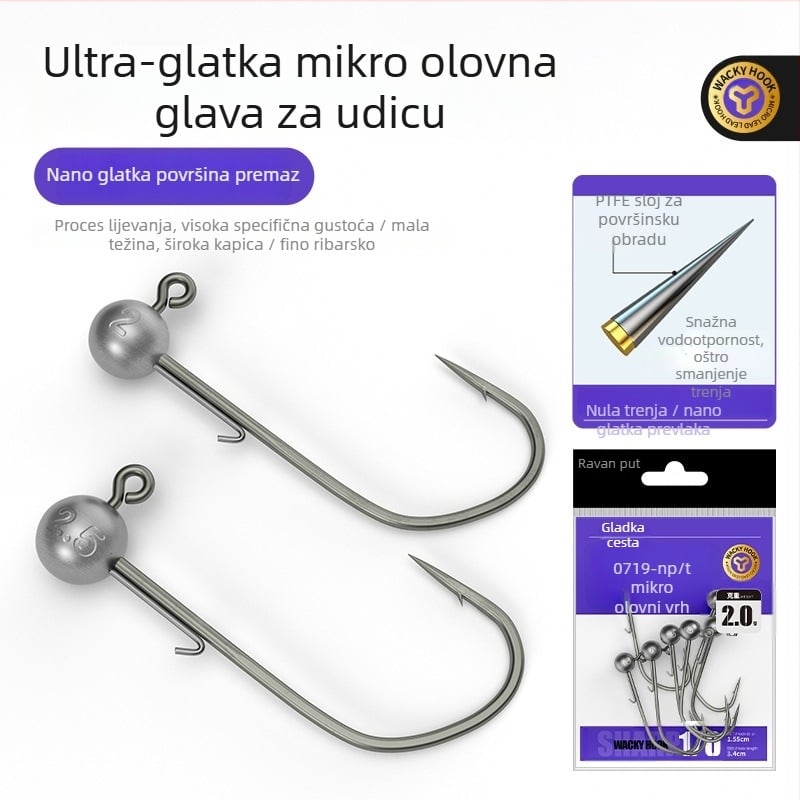 Udica s olovnom glavom, s bodljom, sporo potonuće, za ribolov u rijeci (kutija od 100 komada)