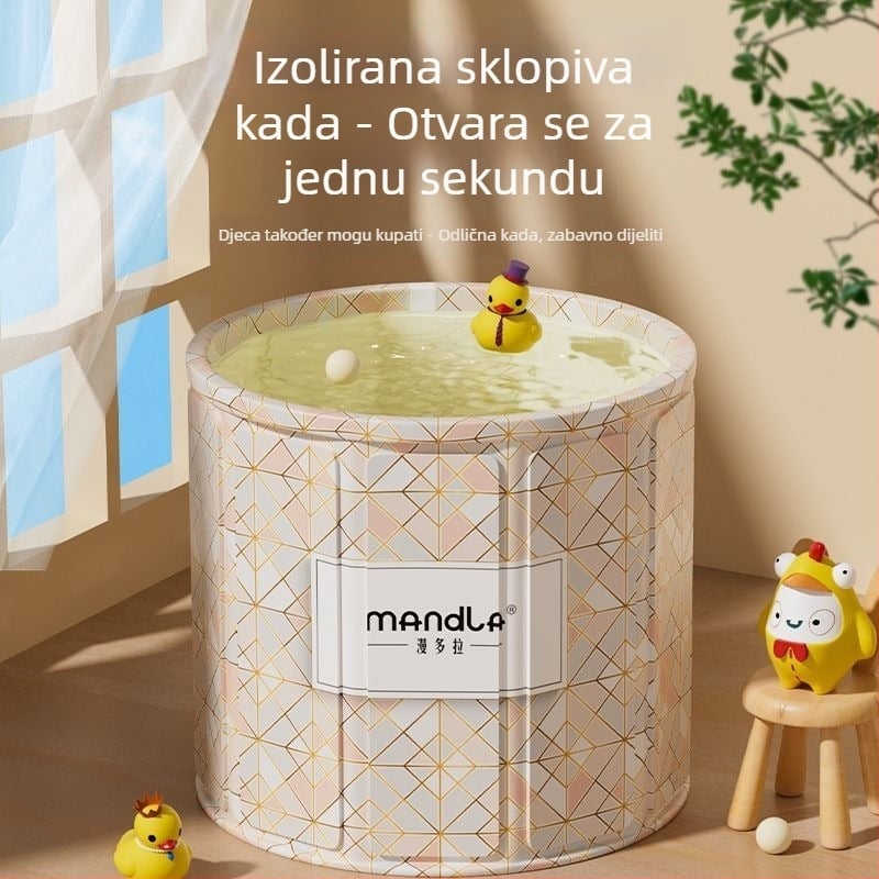 Sklopiva kanta za kupanje za odrasle — kućna upotreba za potpuno uranjanje, s konstantnom temperaturom; materijali: gusta ploča, biserni pamuk, Oxford platno, PVC