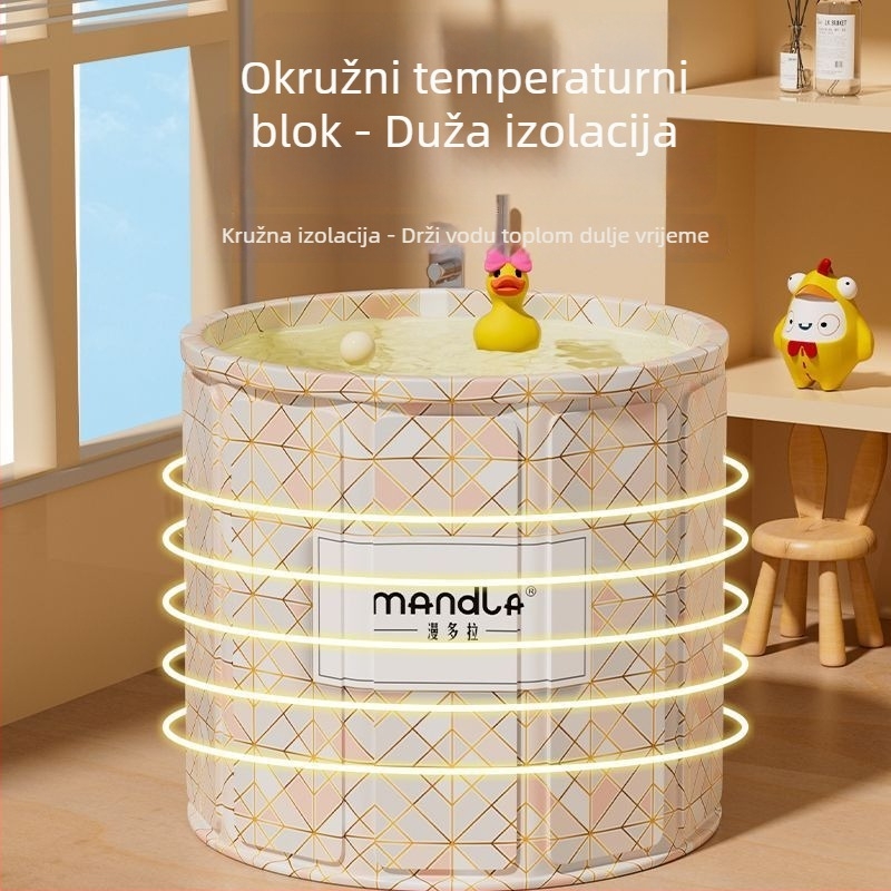 Sklopiva kanta za kupanje za odrasle — kućna upotreba za potpuno uranjanje, s konstantnom temperaturom; materijali: gusta ploča, biserni pamuk, Oxford platno, PVC