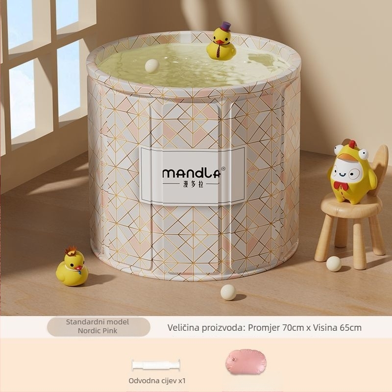 Sklopiva kanta za kupanje za odrasle — kućna upotreba za potpuno uranjanje, s konstantnom temperaturom; materijali: gusta ploča, biserni pamuk, Oxford platno, PVC