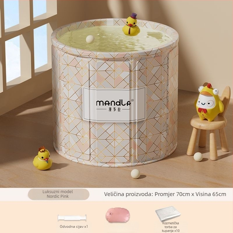 Sklopiva kanta za kupanje za odrasle — kućna upotreba za potpuno uranjanje, s konstantnom temperaturom; materijali: gusta ploča, biserni pamuk, Oxford platno, PVC