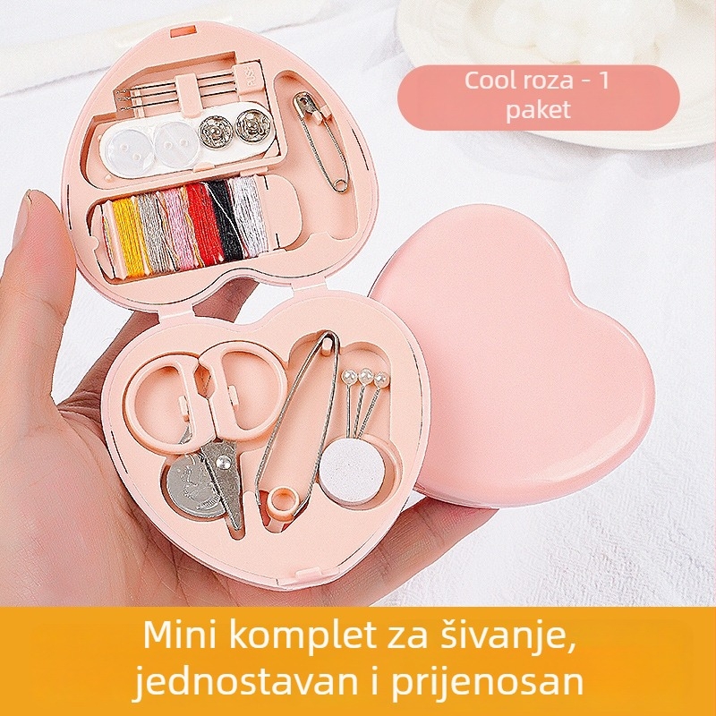 Set za šivanje - Mini putna kutija u obliku srca, prenosni i praktični šivački alati, 500 kom., 0,02 kg, Novi kineski stil