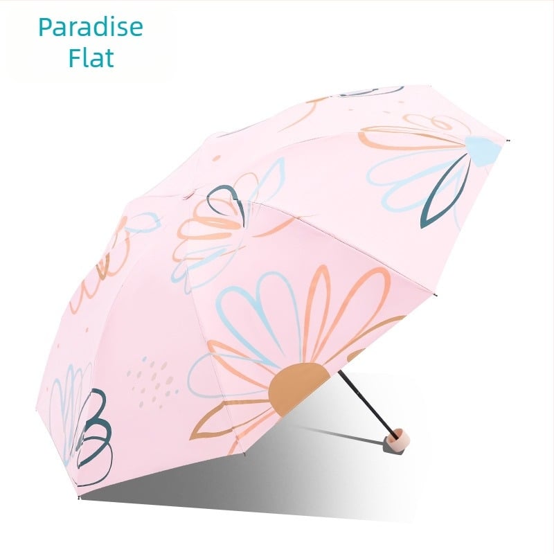 Suncobran 33886E Paradise Flower Dream, 8 čeličnih rebara, tkanina 190T, ručno otvaranje, trostruko presavijanje (tri-fold), UPF > 50, težina oko 350 g