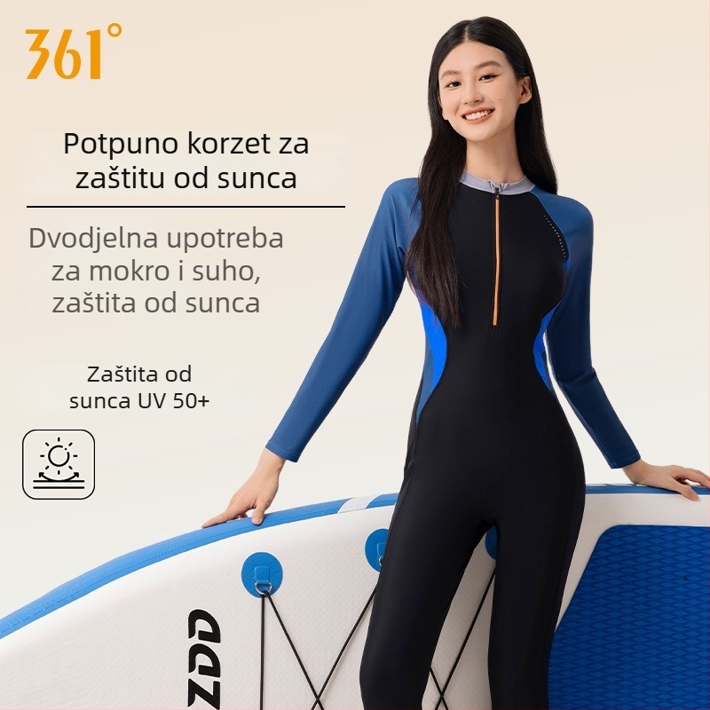 Ženski jednodijelni kupaći s dugim rukavima i dugim nogavicama, zaštita od meduza, najlon tkanina, podstava najlon