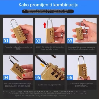 SiXCYCLE G-tip bakreni katanc s 4 znamenke za prtljagu, skladištenje i kućnu upotrebu