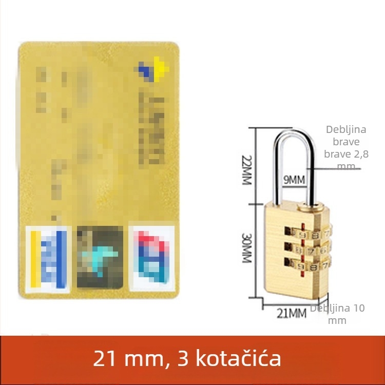 SiXCYCLE G-tip bakreni katanc s 4 znamenke za prtljagu, skladištenje i kućnu upotrebu