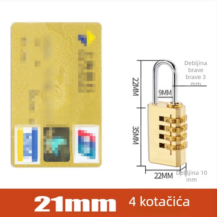SiXCYCLE G-tip bakreni katanc s 4 znamenke za prtljagu, skladištenje i kućnu upotrebu