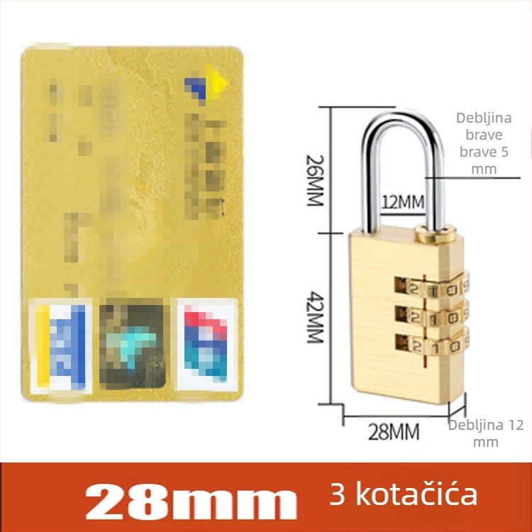 SiXCYCLE G-tip bakreni katanc s 4 znamenke za prtljagu, skladištenje i kućnu upotrebu