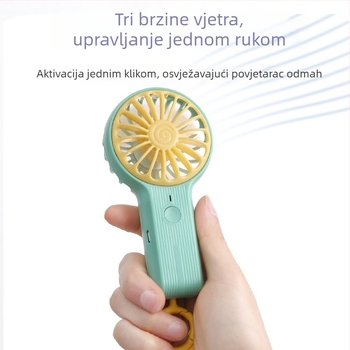 Mini ručni ventilator od plastike, moderan minimalistički dizajn, tih rad, prenosan za studente, putovanja, ured i dom studenata
