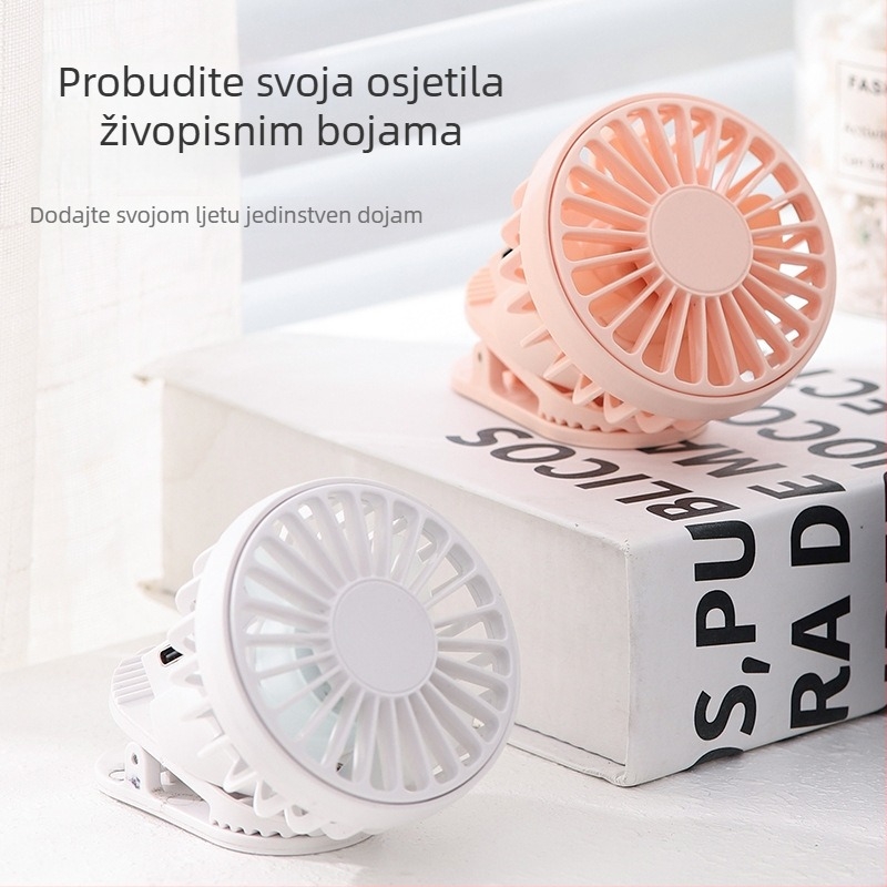 USB prijenosni ventilator s ugrađenom baterijom 300-500 mAh, 6 brzina, buka 45-50 dB, trajanje 3-6 sati