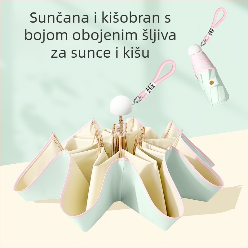 Mini ultra-lagan kišobran za sunce i kišu, 8 rebara, UPF>50, tkanina Impact 190T, ručni otvaranje- zatvaranje, težina 260 g