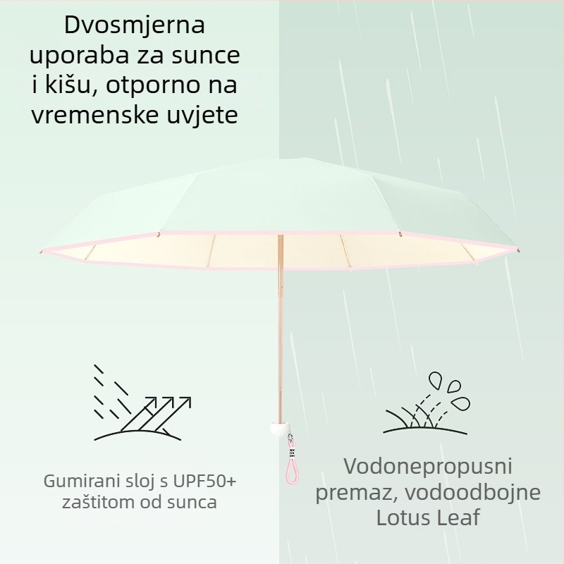 Mini ultra-lagan kišobran za sunce i kišu, 8 rebara, UPF>50, tkanina Impact 190T, ručni otvaranje- zatvaranje, težina 260 g