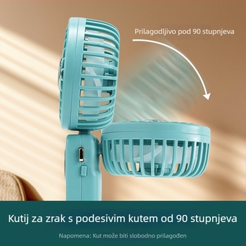 USB ručni ventilator s pametnim digitalnim zaslonom, ugrađena baterija 1000–1200mAh, brushless motor, 5 brzina, trajanje 3–6 h