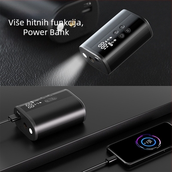 Bežična mini višefunkcionalna pumpa za lopte (košarka, nogomet, odbojka) — digitalni zaslon, 25 L/min, baterija 2600 mAh, radno vrijeme preko 20 minuta, izuzetno brzo napuhivanje