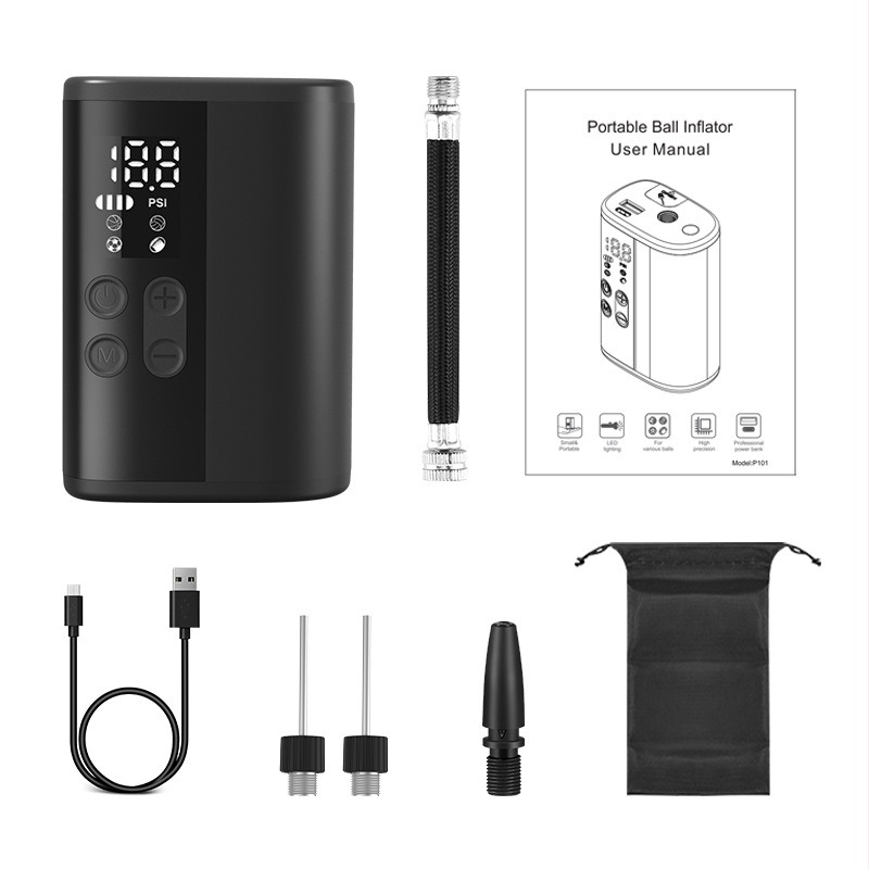 Bežična mini višefunkcionalna pumpa za lopte (košarka, nogomet, odbojka) — digitalni zaslon, 25 L/min, baterija 2600 mAh, radno vrijeme preko 20 minuta, izuzetno brzo napuhivanje