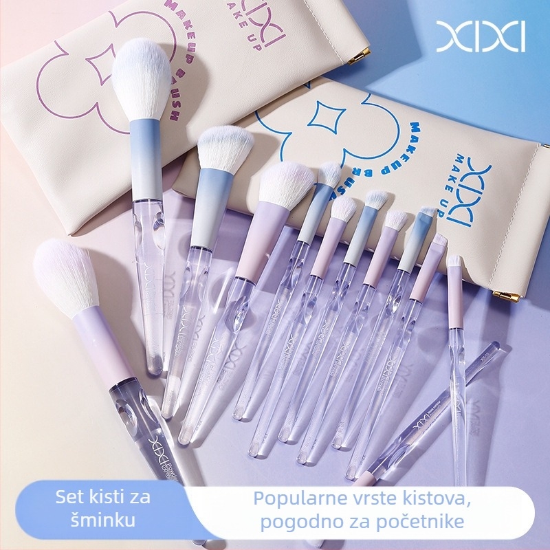 Set četkica za šminku, 8 komada, fina tekstura, mekane, prijenosne, za početnike