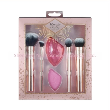 Set četkica za šminku, 7 kom, sintetička vlakna, plastične drške, prijenosni dizajn, ukupna duljina 11 cm