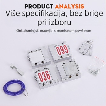 Brava s brojčanim kodom za ormariće i garderobe — cinkova legura, moderni minimalistički dizajn