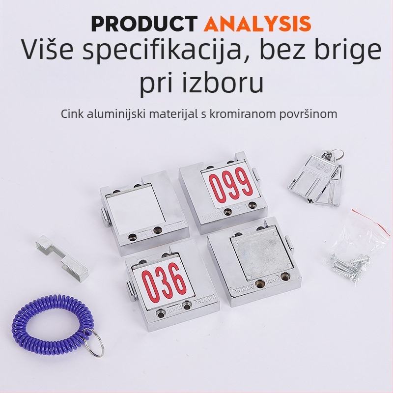 Brava s brojčanim kodom za ormariće i garderobe — cinkova legura, moderni minimalistički dizajn