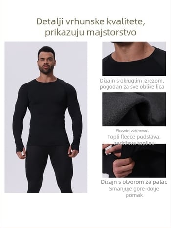 Muški košarkaški trening top - Topao, Prozračan, Visoka elastičnost, Dugi rukav, Slim Fit