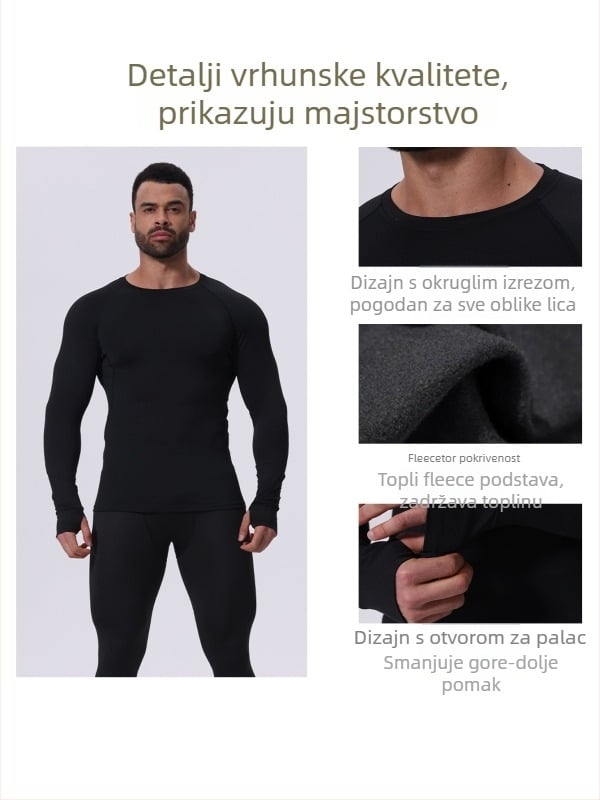 Muški košarkaški trening top - Topao, Prozračan, Visoka elastičnost, Dugi rukav, Slim Fit