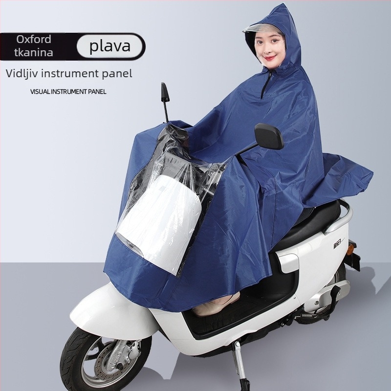 Pončo za kišu za električni auto/motocikl, Oxford platno, debljina 0,15–0,25 mm, PVC vodootporni sloj ljepila, za odraslu osobu, mogućnost prilagodbe i logo dostupni