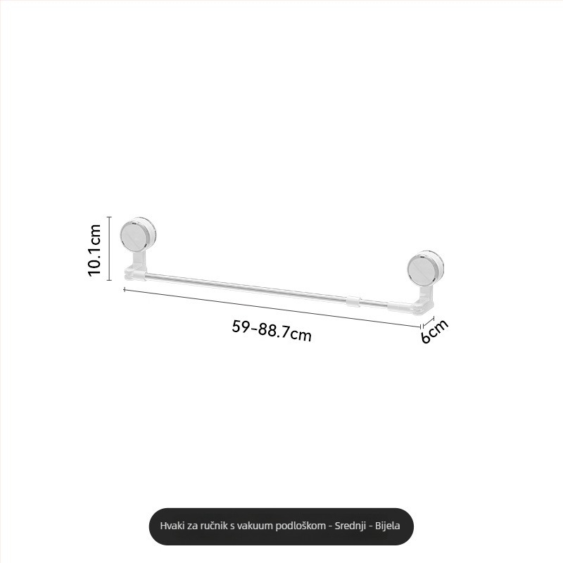 Držač za ručnike sa usisnom čašom, proširiva, rotirajući, bez bušenja, za kupaonicu, plastični