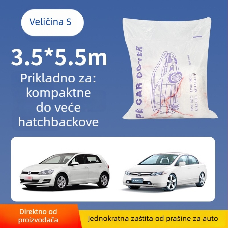 Jednokratna navlaka za automobil, proziran plastični film, otporan na prašinu, zaštita tijekom održavanja automobila, prilagodljiva za više modela