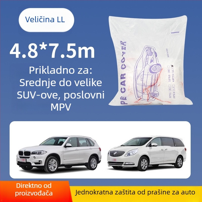 Jednokratna navlaka za automobil, proziran plastični film, otporan na prašinu, zaštita tijekom održavanja automobila, prilagodljiva za više modela