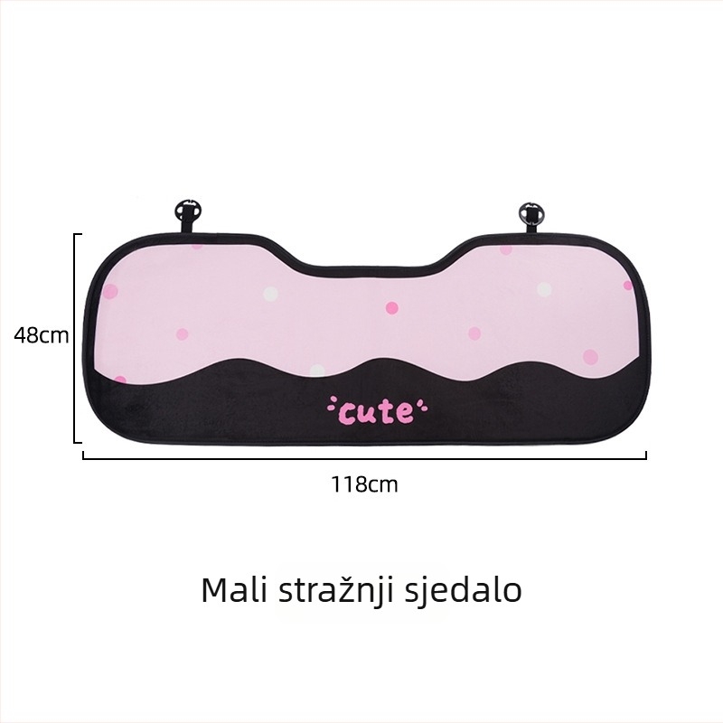 Auto jastuk za sjedalo – ploski stil, karikaturalni dizajn s mašnicom i mačkom, punjenje spužvom, površina pliš, marka Yu cen