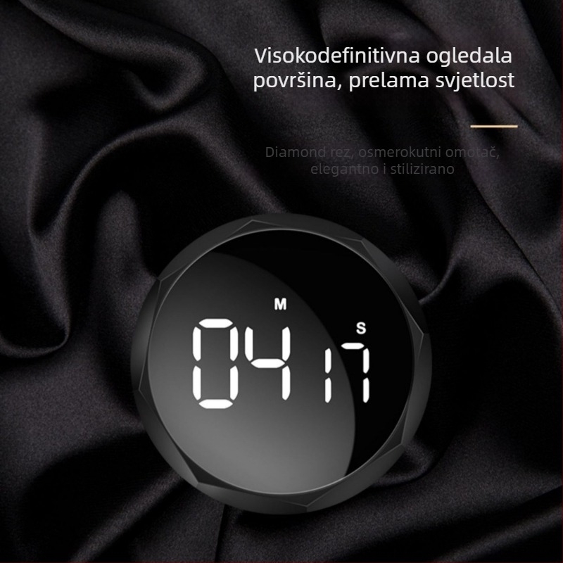 Rotirajući timer 99:59, LCD zaslon, Napajanje baterijom, Budilnik u stilu crtani s odbrojavanjem i memorijom