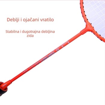 Set reketa za badminton — ultra lagan, okvir od karbonskih vlakana, dva reketa, za odrasle i djecu, težina 95-100 g, izdržljiv