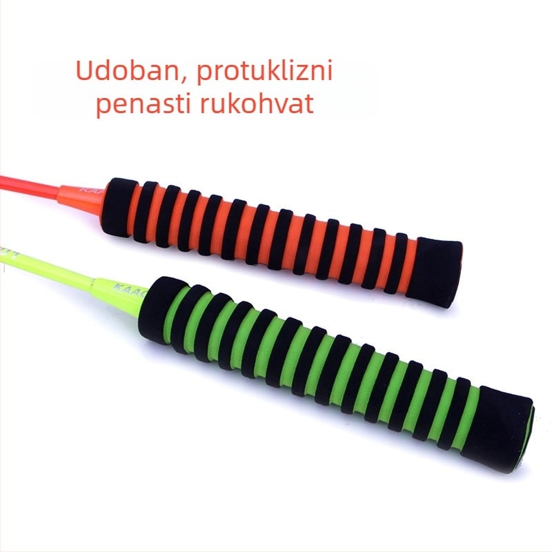 Set reketa za badminton — ultra lagan, okvir od karbonskih vlakana, dva reketa, za odrasle i djecu, težina 95-100 g, izdržljiv