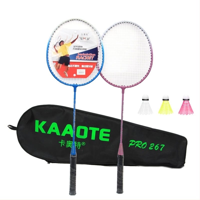Set reketa za badminton — ultra lagan, okvir od karbonskih vlakana, dva reketa, za odrasle i djecu, težina 95-100 g, izdržljiv
