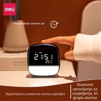 Deli budilnik 8852 — višefunkcijski pametni sat s kalendarom, LED/LCD zaslon, napajanje iz vanjskog izvora