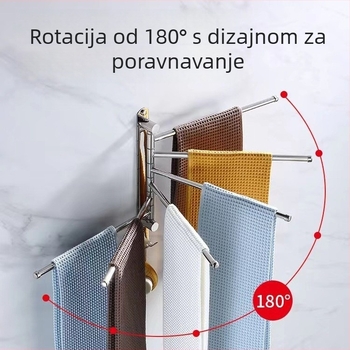 Rotirajući držač za ručnike, 304 nehrđajući čelik, sklopivi držač za kupaonicu