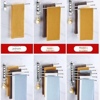 Rotirajući držač za ručnike, 304 nehrđajući čelik, sklopivi držač za kupaonicu