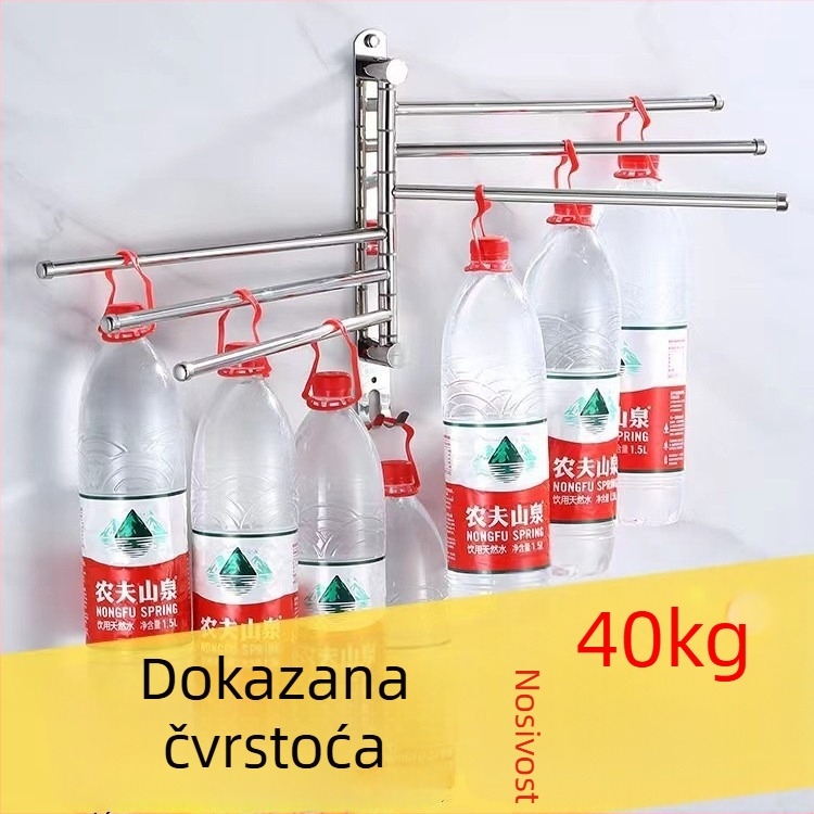 Rotirajući držač za ručnike, 304 nehrđajući čelik, sklopivi držač za kupaonicu