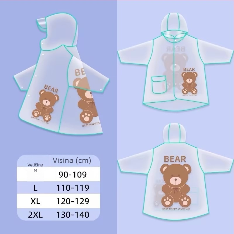 Dječji kišni pončo s karikaturom, unisex, PVC tkanina, uobičajena debljina, za vožnju bicikla
