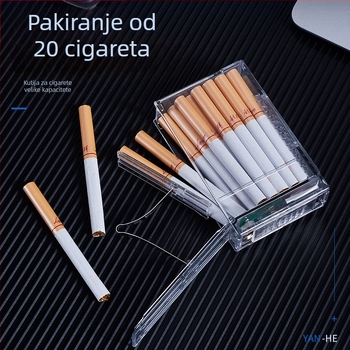 2-u-1 kutija za cigarete s integriranim upaljačem – prijenosna plastična kutija, oko 63 g, moderan minimalistički stil