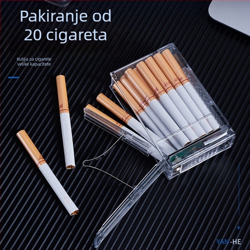 2-u-1 kutija za cigarete s integriranim upaljačem – prijenosna plastična kutija, oko 63 g, moderan minimalistički stil