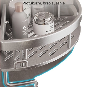 Aluminijska zidna kutna polica za kupaonicu od aluminijskog legura, bez bušenja, trokutasti dizajn, moderan minimalistički stil, Dream Jiangnan