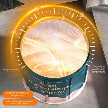 Sklopiva kada za odrasle s poklopcem, vodootporna tkanina, izolirana, sjedalo